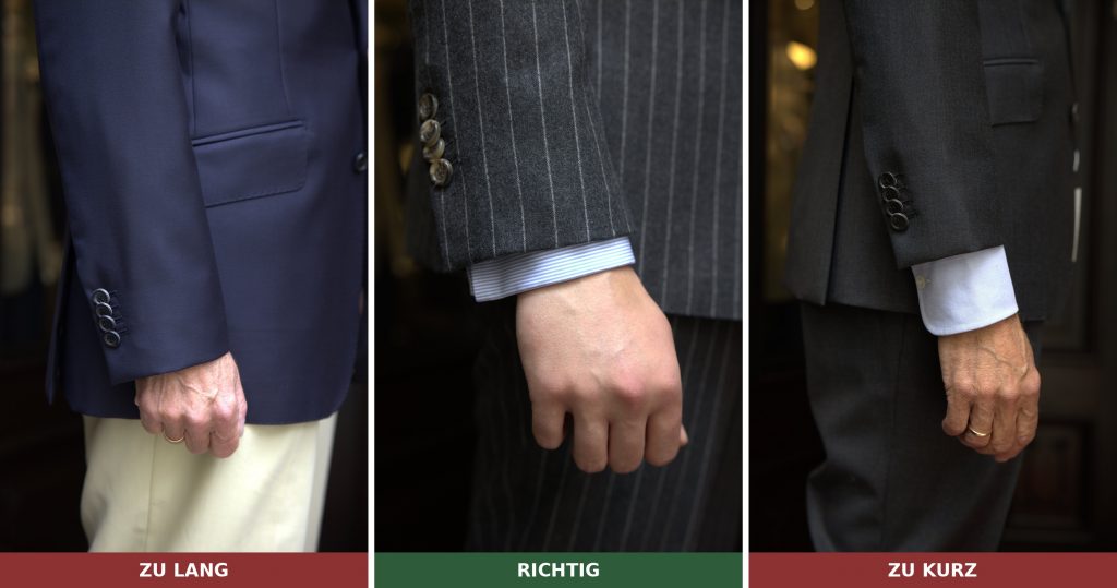 Comparison of sleeve length: too long, right, too short